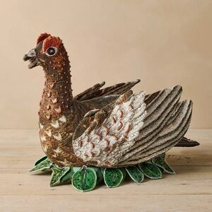 John Derian Target 2025 Fall Shaped Beaded Grouse 16"X8" Pillow NWT